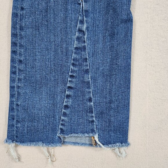 Madewell Jeans Womens 31 Blue Denim Cali Demi Boot Raw Hem High Rise - Picture 8 of 14